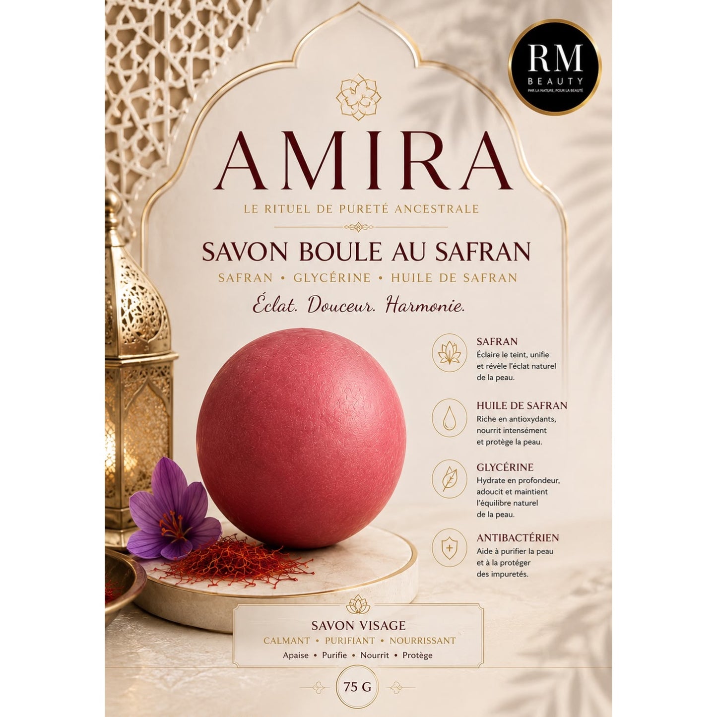 Savon boule Amira au safran